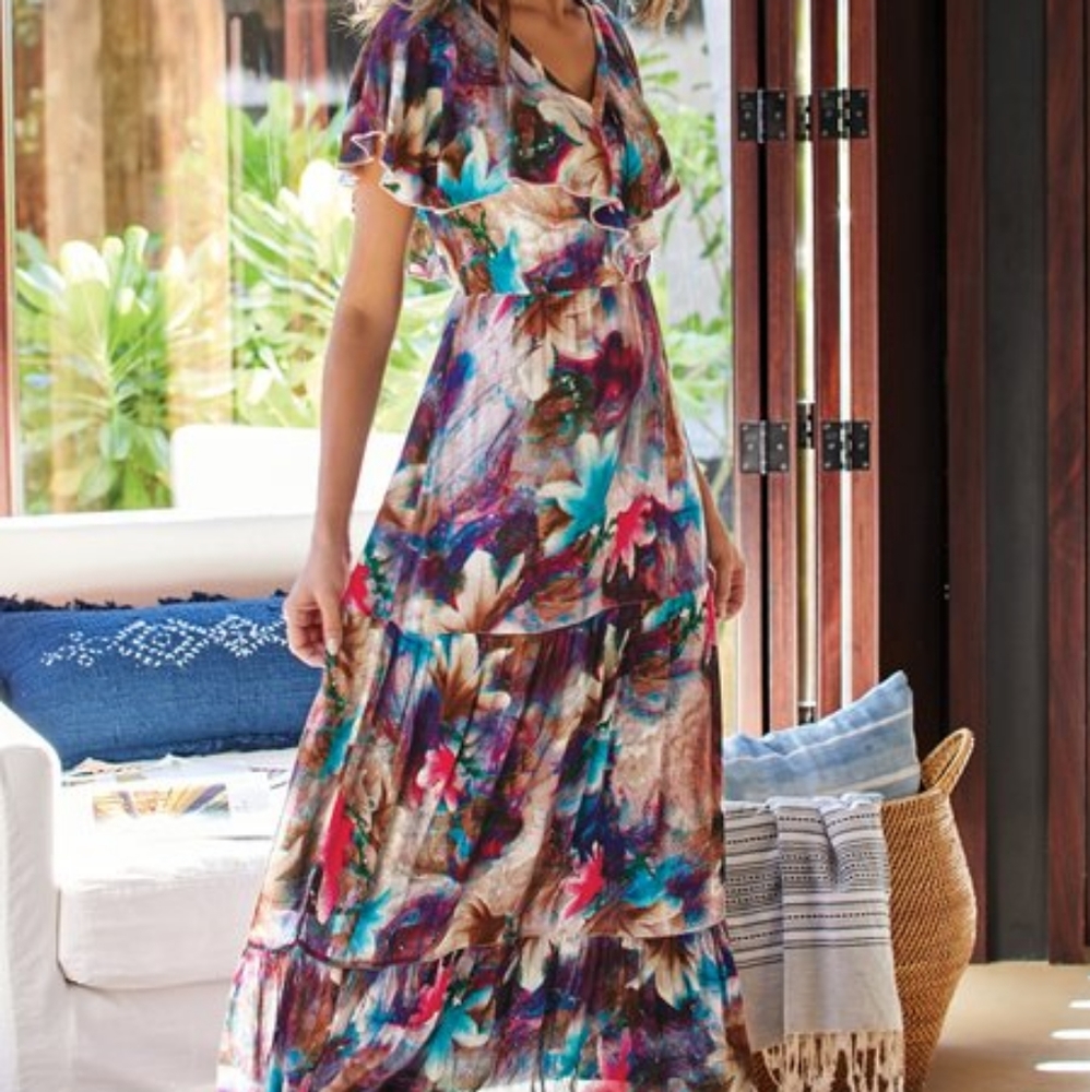 Soft Surroundings Multicolor Crinkle Dress